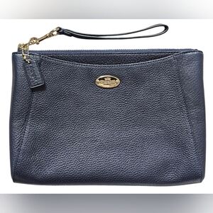 Coach Morgan Pebbled Leather Clutch In Midnight And Gold. New With Out Tags